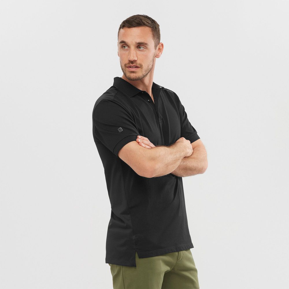 T-Shirty Męskie Salomon OUTLIFE TECH POLO M - Czarne - Polska (965-EMZKSN)